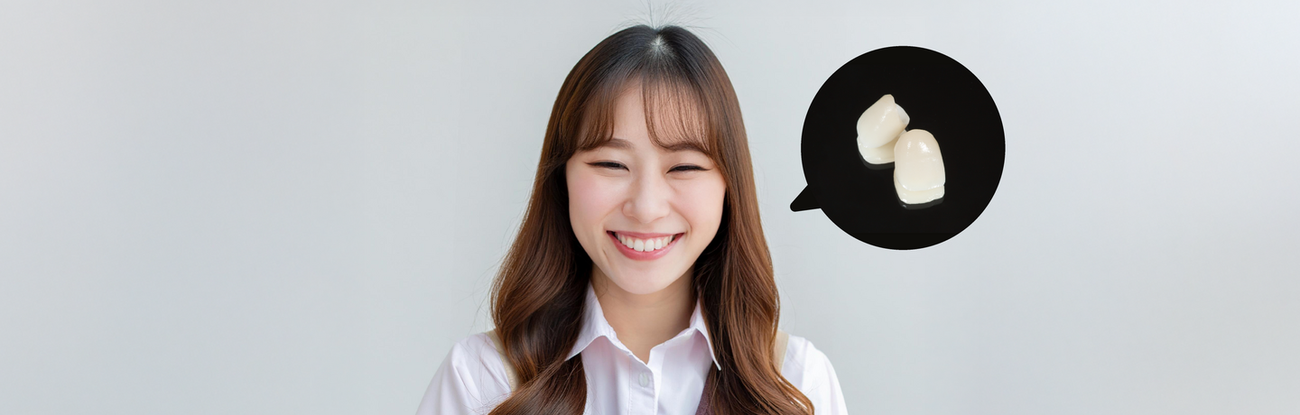 セラミックの歯をセットした女性のイメージ画像